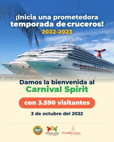 El Carnival Spirit llegó a Cartagena con 3.590 visitantes