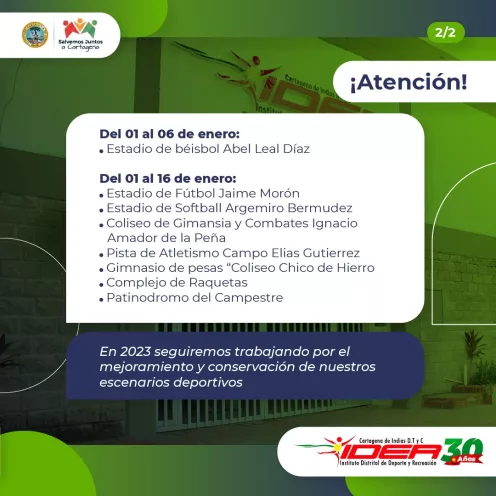 El IDER se propone seguir brindando a deportistas,  aficionados y usuarios frecuentes, unos escenarios en buenas condiciones
