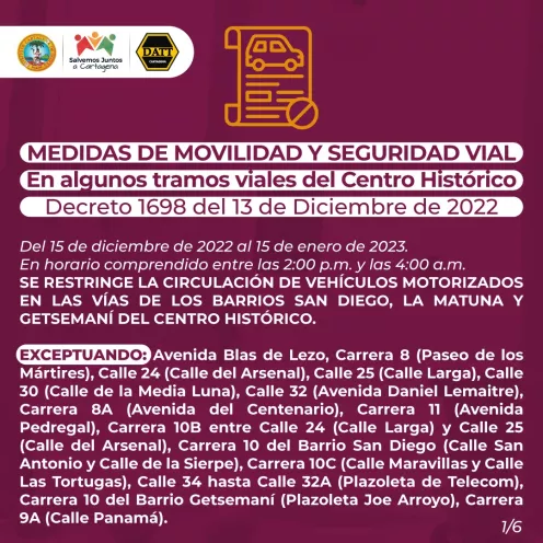Esta medida aplicará en el horario de 2:00 p.m. hasta las 4:00 a.m., hasta el 15 de enero de 2023