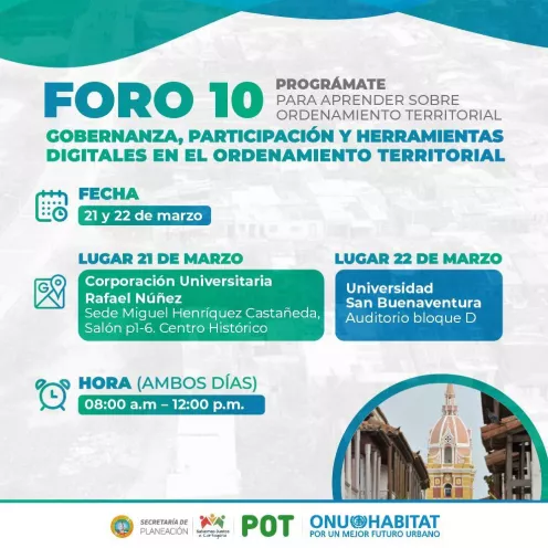 Prográmate para participar del Foro 10 del POT de Cartagena