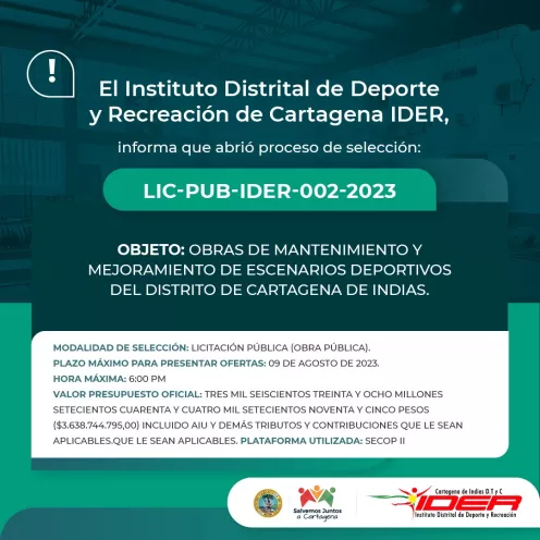 IDER abre licitación pública