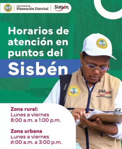 Horarios de Atención en Puntos del Sisbén. 