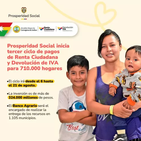 Inicio de Pagos de Tercer Ciclo de Renta Ciudadana y Devolución del IVA