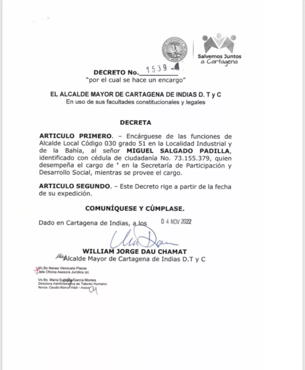 Mediante el Decreto 1539 del 4 de noviembre de 2022