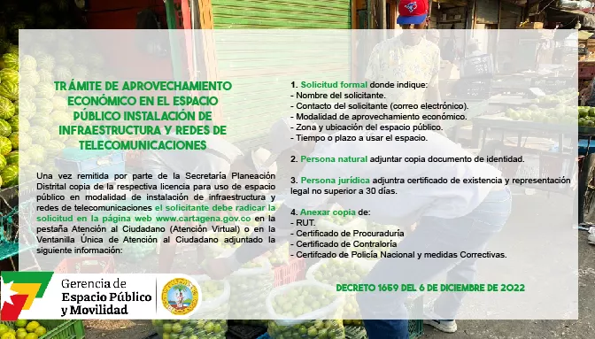 Trámite de espacio público para instalación de infraestructura y redes