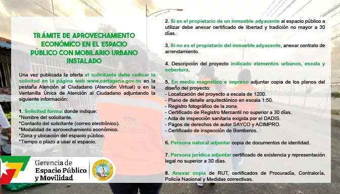 Trámite de espacio público por mobiliario urbano instalado