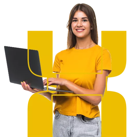 Imagen de una persona sosteniendo un pc